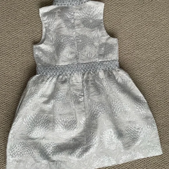 NWT Lilly Pulitzer Silver Brocade Floral Kids Dress